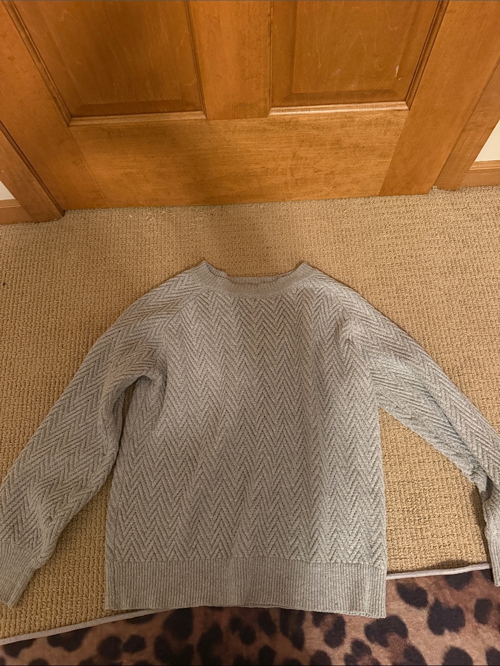 Staccato Light Gray Chevron Knit Crewneck Sweater